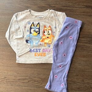 Fun Kids Pajama Set - Cream and Purple